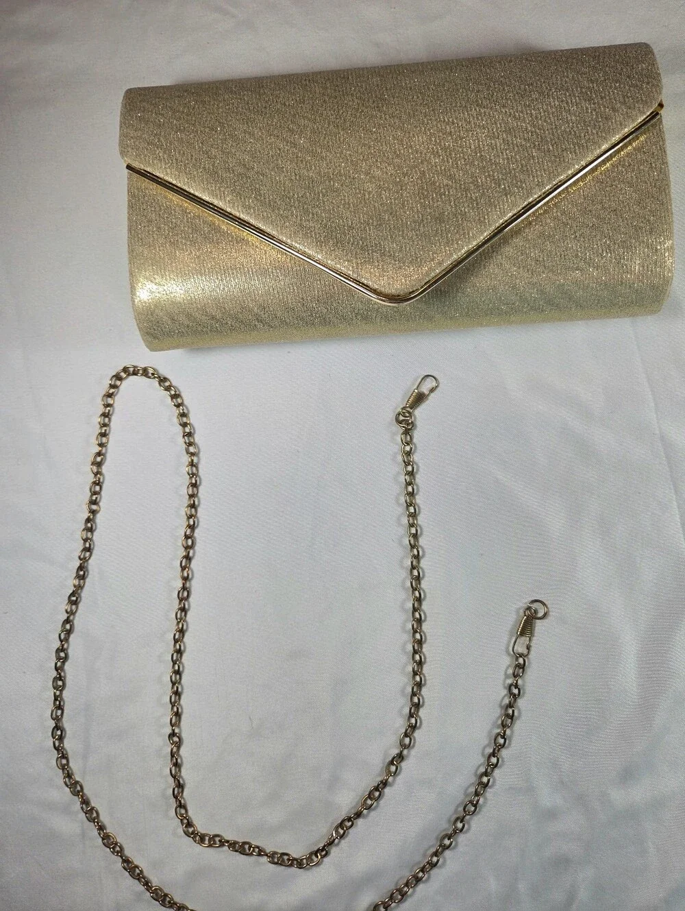 Gold Evening Clutch with Chain Strap